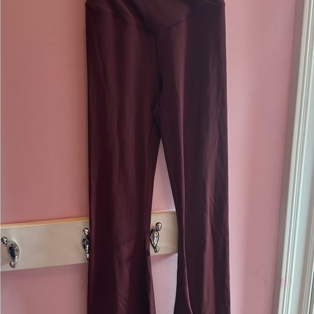 aerie High-Waist Wide-Leg Pants in Deep Burgundy